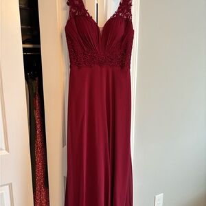 Symphony Burgundy Lace Bodice Maxi Dress